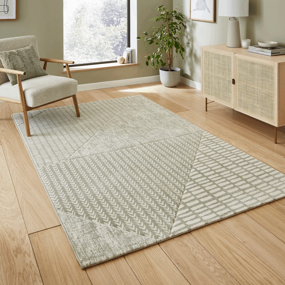 Larsson Modern Abstract Rugs by Catherine Lansfield in Sage Green